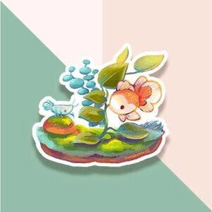 3 for $15 - Oranda Fish and Shrimp‎ Sticker - Waterproof Vinyl